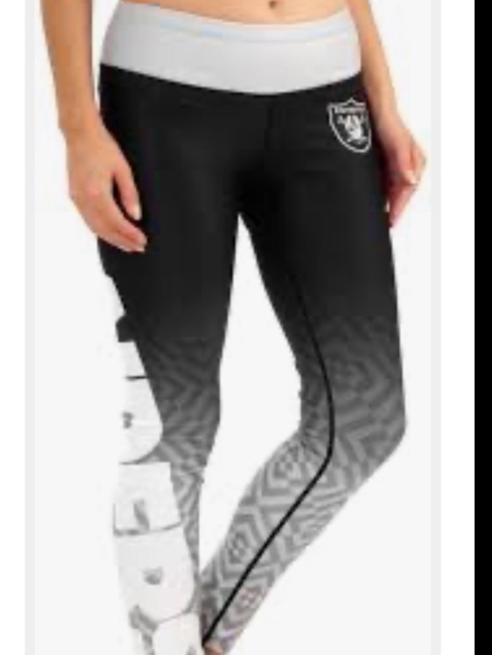NFL Black and White Gradient Leggings with Raiders Logo